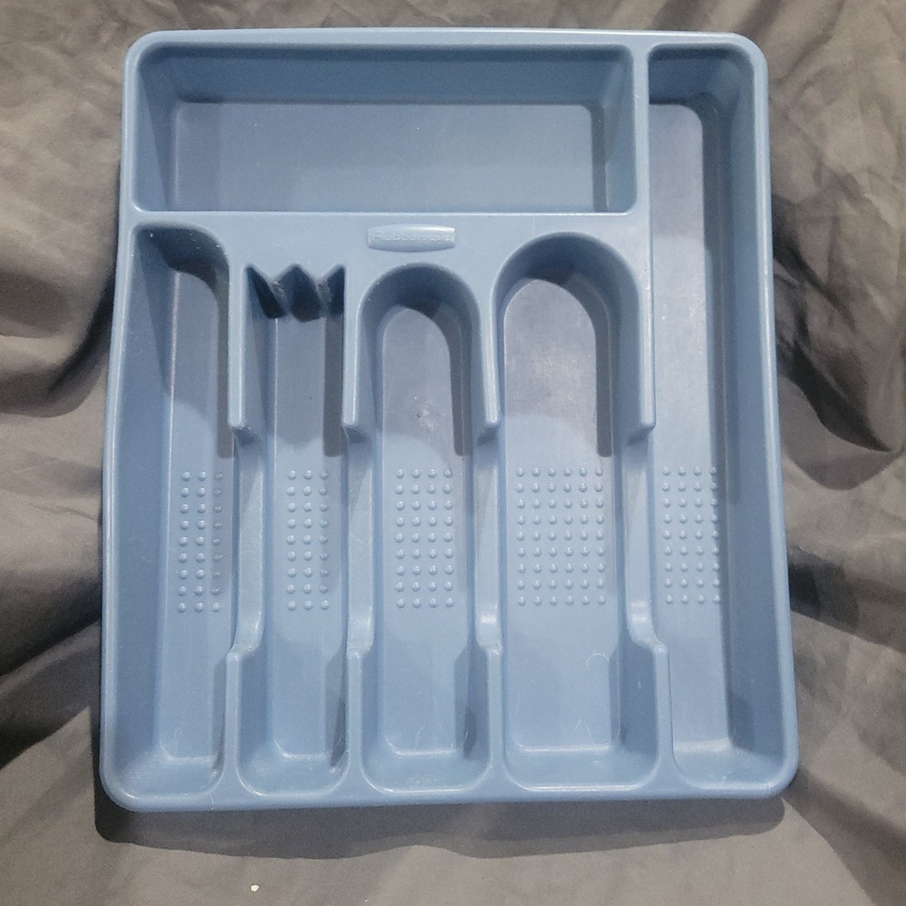Vintage Rubbermaid Light Blue Cutlery Flatware Utensil Holder Tray Home 2925